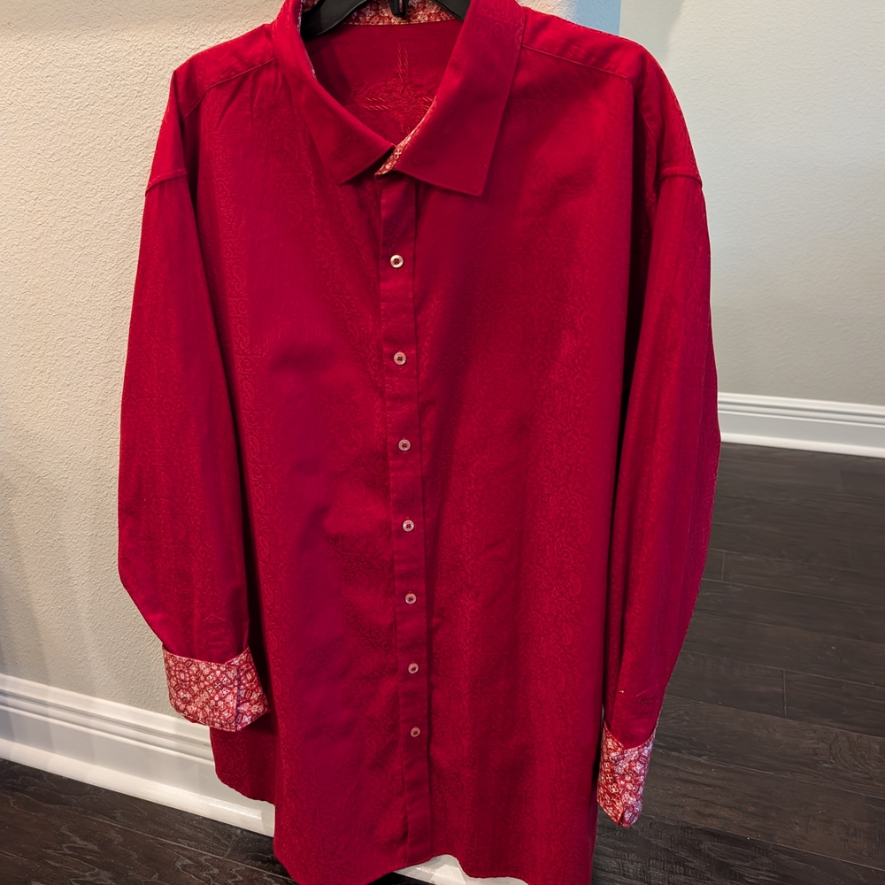 Robert Graham Vibrant Red Paisley Button Down! 3XL Longer/Wider
